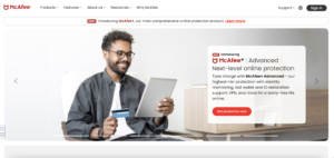 Mcafee screen that reads next level protection